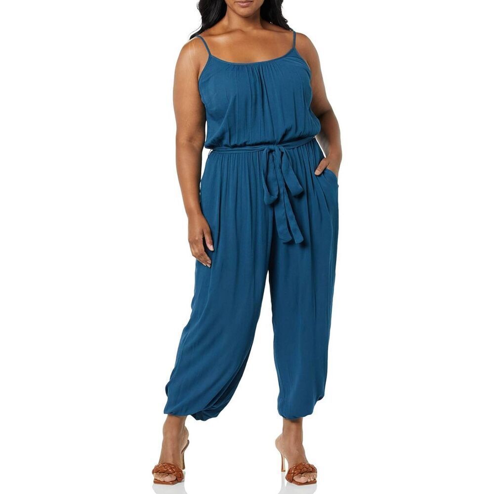 City Chic Jumpsuit Villa Capri Teal Romper Plus 18 1XL Pockets Belted